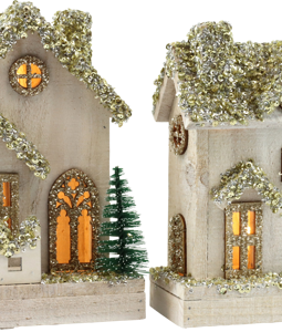 1010 LED HOUSES WINTER VILLAGE S/2